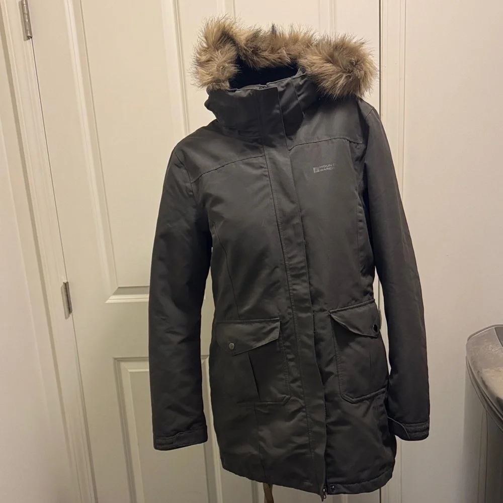 Like New Mountain Warehouse Women's Green Padded Jacket with Faux Fur Trim